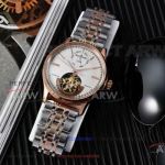 Perfect Replica Jaeger LeCoultre White Tourbillon Dial 2-Tone Rose Gold Band 41mm Watch